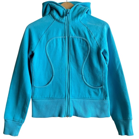 Lululemon Scuba Hoodie Full Zip Cotton Fleece Teal Blue Size 6 - Picture 2 of 13